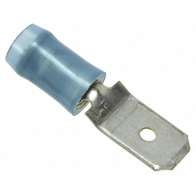 TE Connectivity PIDG FASTON .250 Blue Insulated Male Spade Connector, Tab, 5.14mm² Tab Size, 1mm² to 2.5mm²