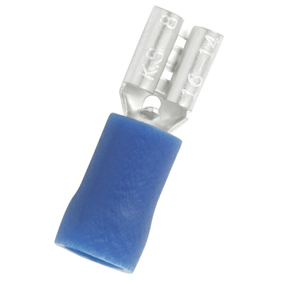 RS PRO Blue Insulated Female Spade Connector, Receptacle, 0.8 x 4.75mm Tab Size, 1.5mm² to 2.5mm²