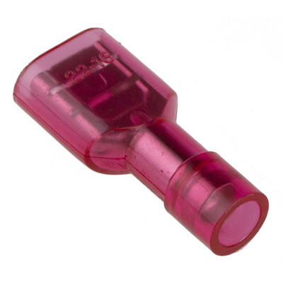 RS PRO Red Insulated Female Spade Connector, Receptacle, 0.8 x 6.35mm Tab Size, 0.5mm² to 1.5mm²