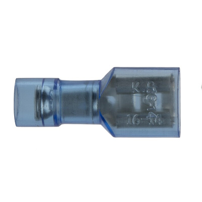 RS PRO Blue Insulated Female Spade Connector, Receptacle, 0.8 x 6.35mm Tab Size, 1.5mm² to 2.5mm²