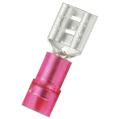 RS PRO Red Insulated Female Spade Connector, Receptacle, 0.8 x 6.35mm Tab Size, 0.5mm² to 1.5mm²