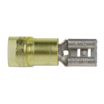 RS PRO Yellow Insulated Female Spade Connector, Receptacle, 0.8 x 6.35mm Tab Size, 4mm² to 6mm²