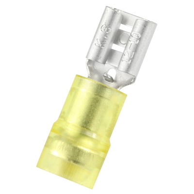 RS PRO Yellow Insulated Female Spade Connector, Receptacle, 0.8 x 6.35mm Tab Size, 4mm² to 6mm²