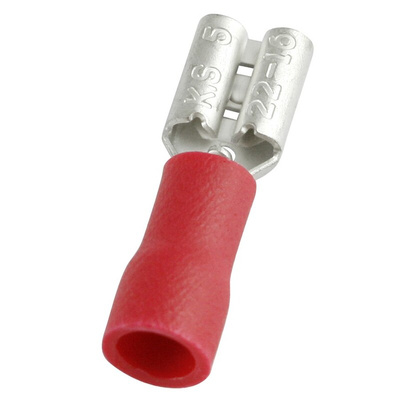 RS PRO Red Insulated Female Spade Connector, Receptacle, 0.5 x 4.75mm Tab Size, 0.5mm² to 1.5mm²