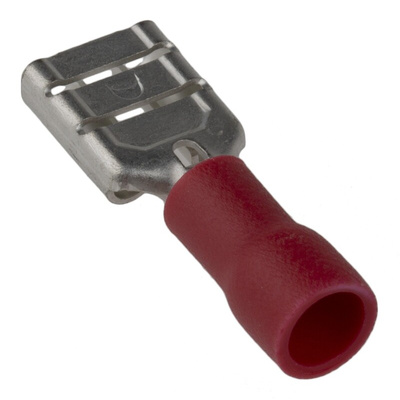 RS PRO Red Insulated Female Spade Connector, Receptacle, 0.8 x 6.35mm Tab Size, 0.5mm² to 1.5mm²