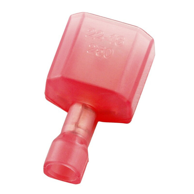 RS PRO Red Insulated Male Spade Connector, Tab, 0.8 x 6.35mm Tab Size, 0.5mm² to 1.5mm²