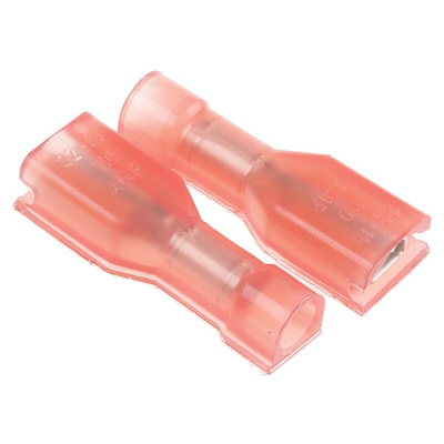 TE Connectivity Ultra-Fast .110 Red Insulated Female Spade Connector, Receptacle, 2.79 x 0.51mm Tab Size, 0.3mm² to