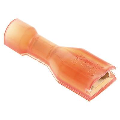 TE Connectivity Ultra-Fast .187 Red Insulated Female Spade Connector, Receptacle, 4.75 x 0.51mm Tab Size, 0.3mm² to