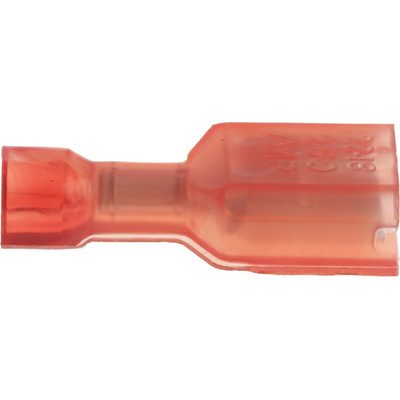 TE Connectivity Ultra-Fast Plus .250 Red Insulated Female Spade Connector, Receptacle, 6.35 x 0.81mm Tab Size, 0.3mm²