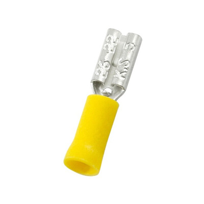 RS PRO Yellow Insulated Female Spade Connector, Receptacle, 2.8 x 0.5mm Tab Size, 0.2mm² to 0.5mm²