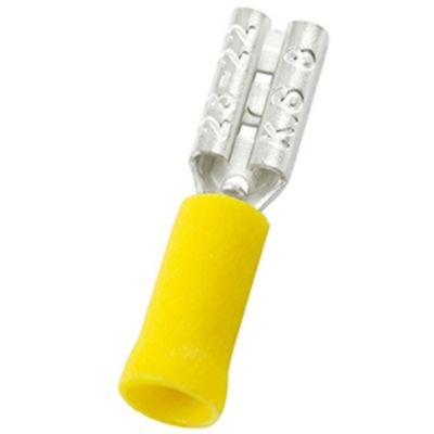 RS PRO Yellow Insulated Female Spade Connector, Receptacle, 2.8 x 0.8mm Tab Size, 0.2mm² to 0.5mm²