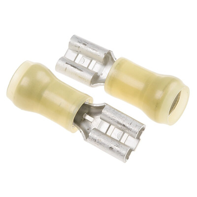 TE Connectivity PIDG FASTON .250 Yellow Insulated Female Spade Connector, Receptacle, 6.35 x 0.81mm Tab Size, 3.3mm² to