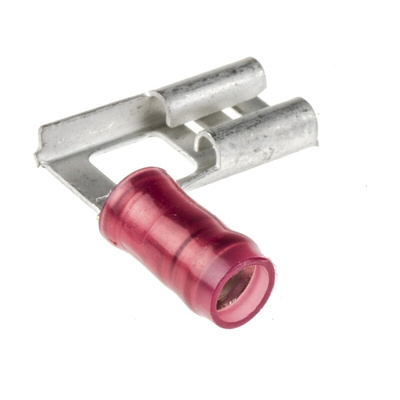 TE Connectivity PIDG FASTON .250 Red Insulated Female Spade Connector, Flag Terminal, 6.35 x 0.81mm Tab Size, 0.3mm² to