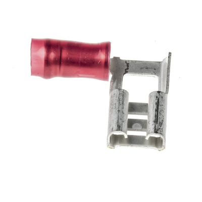 TE Connectivity PIDG FASTON .250 Red Insulated Female Spade Connector, Flag Terminal, 6.35 x 0.81mm Tab Size, 0.3mm² to