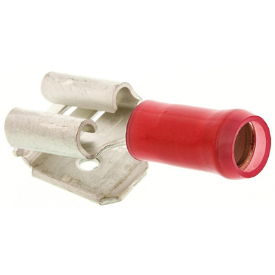 TE Connectivity PIDG FASTON .250 Red Insulated Female Spade Connector, Piggyback Terminal, 6.35 x 0.81mm Tab Size,