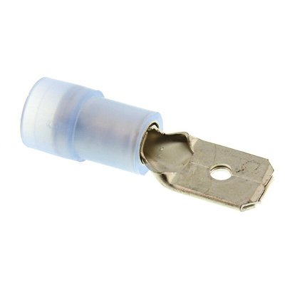 TE Connectivity PIDG FASTON .250 Blue Insulated Male Spade Connector, Tab, 6.35 x 0.81mm Tab Size