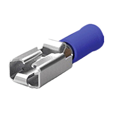 TE Connectivity PIDG Positive Lock .250 EX Blue Insulated Female Spade Connector, Receptacle, 6.35 x 0.81mm Tab Size,