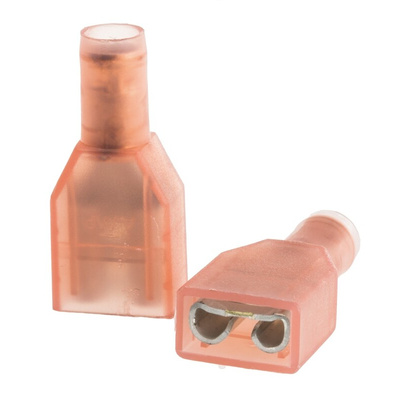 TE Connectivity PIDG FASTON .250 Red Insulated Female Spade Connector, Receptacle, 6.35 x 0.81mm Tab Size, 0.3mm² to