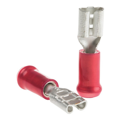 TE Connectivity PIDG FASTON .187 Red Insulated Female Spade Connector, Receptacle, 4.8 x 0.8mm Tab Size, 0.3mm² to