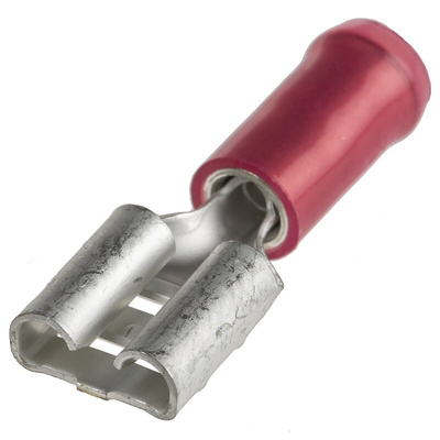 TE Connectivity PIDG FASTON .250 Red Insulated Female Spade Connector, Receptacle, 6.35 x 0.81mm Tab Size, 0.3mm² to