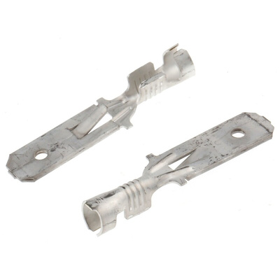 TE Connectivity FASTIN-FASTON .250 Uninsulated Male Spade Connector, Tab, 6.3 x 0.8mm Tab Size, 1mm² to 2.5mm²