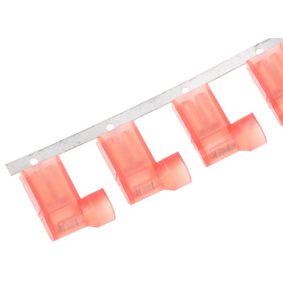 TE Connectivity Ultra-Fast .187 Red Insulated Female Spade Connector, Flag Terminal, 4.75 x 0.51mm Tab Size, 0.3mm² to