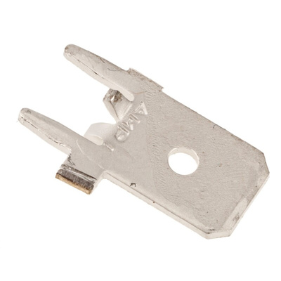 TE Connectivity FASTON .250 Silver Uninsulated Male Spade Connector, PCB Tab, 6.35 x 0.83mm Tab Size