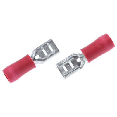 JST FVDDF Red Insulated Female Spade Connector, Receptacle, 4.75 x 0.8mm Tab Size, 0.25mm² to 1.65mm²