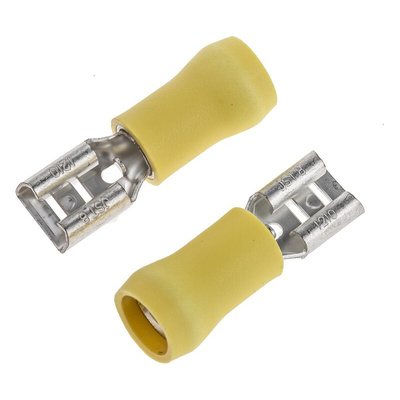 JST FVDDF Yellow Insulated Female Spade Connector, Receptacle, 6.35 x 0.8mm Tab Size, 2.6mm² to 6.6mm²