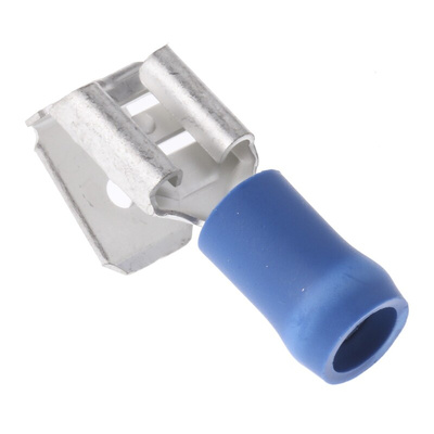 JST FVDDFM Blue Insulated Female Spade Connector, Piggyback Terminal, 6.3 x 0.8mm Tab Size, 1mm² to 2.6mm²