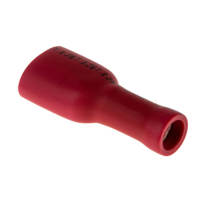 JST FLVDDF Red Insulated Female Spade Connector, Receptacle, 6.35 x 0.8mm Tab Size, 0.25mm² to 1.65mm²