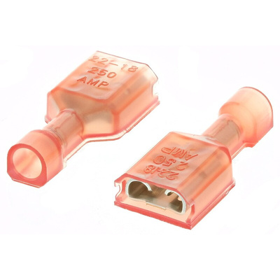 TE Connectivity Ultra-Fast .250 Red Insulated Female Spade Connector, Receptacle, 6.35 x 0.81mm Tab Size, 0.3mm² to