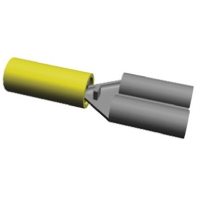 TE Connectivity PIDG FASTON .187 Yellow Insulated Female Spade Connector, Receptacle, 4.75 x 0.51mm Tab Size, 0.1mm² to