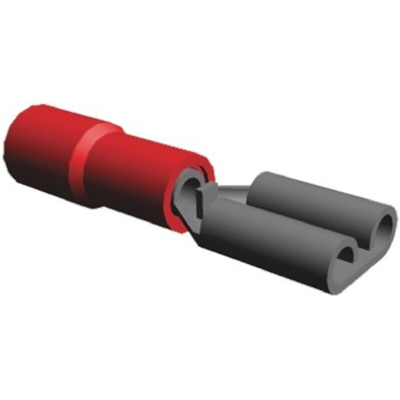 TE Connectivity PIDG FASTON .187 Red Insulated Female Spade Connector, Receptacle, 4.75 x 0.51mm Tab Size, 0.3mm² to