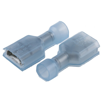 TE Connectivity Ultra-Fast .250 Blue Insulated Female Spade Connector, Receptacle, 6.35 x 0.81mm Tab Size, 1.3mm² to