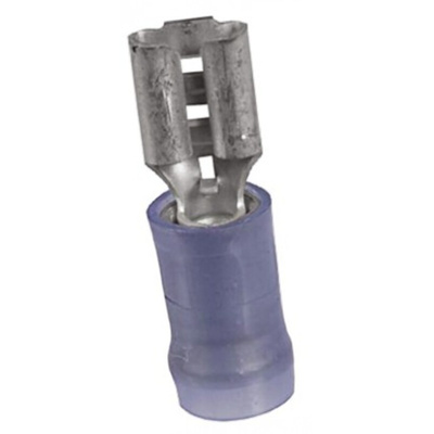 TE Connectivity PIDG FASTON .187 Blue Insulated Female Spade Connector, Receptacle, 4.75 x 0.51mm Tab Size, 1.3mm² to