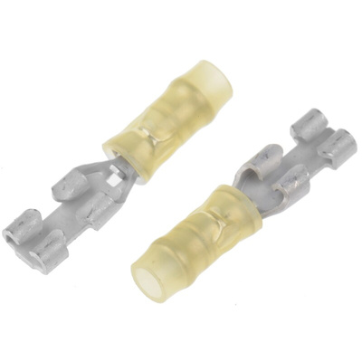 TE Connectivity PIDG FASTON .110 Yellow Insulated Female Spade Connector, Receptacle, 2.79 x 0.51mm Tab Size, 0.1mm² to