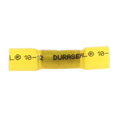 TE Connectivity, DuraSeal Butt Splice Connector, Yellow, Insulated, Tin 12 → 10 AWG