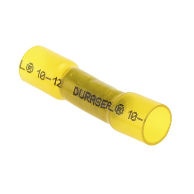 TE Connectivity, DuraSeal Butt Splice Connector, Yellow, Insulated, Tin 12 → 10 AWG