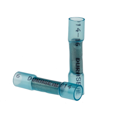 TE Connectivity, DuraSeal Butt Splice Connector, Blue, Insulated, Tin 16 → 14 AWG