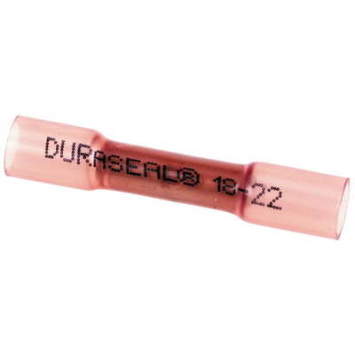 TE Connectivity, DuraSeal Butt Splice Connector, Red, Insulated, Tin 22 → 18 AWG
