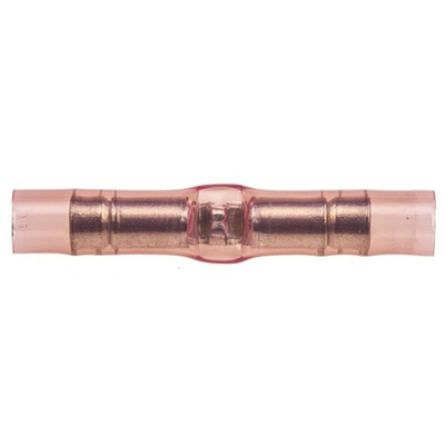 TE Connectivity, PIDG Butt Splice Connector, Red, Insulated, Tin 22 → 16 AWG