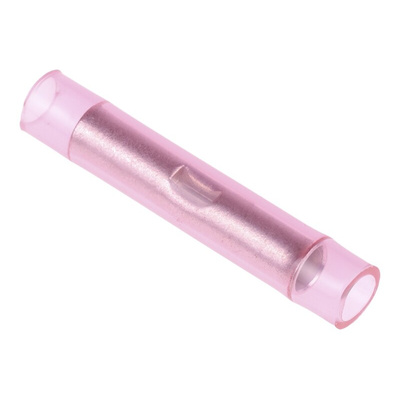 RS PRO Butt Wire Splice Connector, Red, Insulated, Tin 22 → 16 AWG