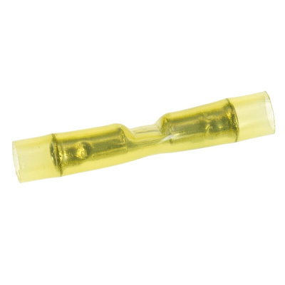 TE Connectivity, PIDG Butt Splice Connector, Yellow, Insulated, Tin 26 → 22 AWG