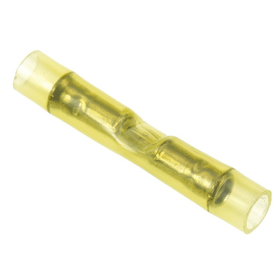 TE Connectivity, PIDG Butt Splice Connector, Yellow, Insulated, Tin 26 → 22 AWG