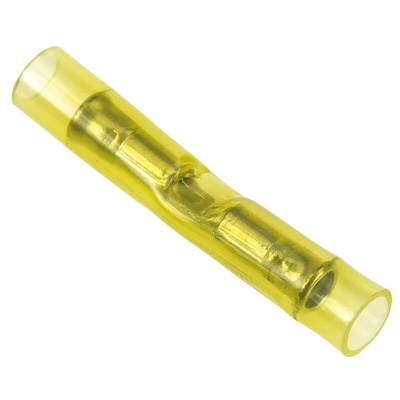 TE Connectivity, PIDG Butt Splice Connector, Yellow, Insulated, Tin 26 → 24 AWG
