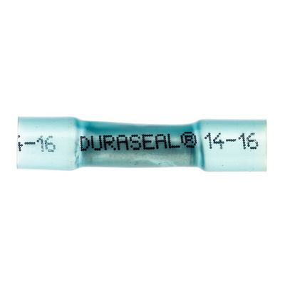 TE Connectivity, DuraSeal Butt Wire Splice Connector, Blue, Insulated, Tin 16 → 14 AWG