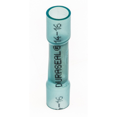 TE Connectivity, DuraSeal Butt Wire Splice Connector, Blue, Insulated, Tin 16 → 14 AWG