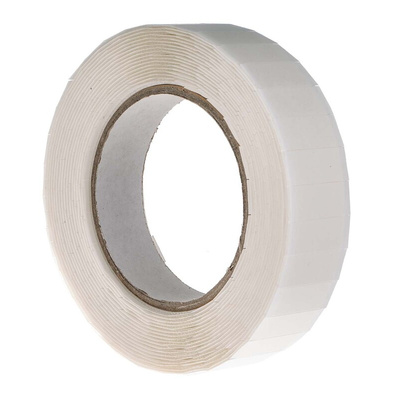 RS PRO White Foam Tape, 25mm x 12mm, 0.8mm Thick