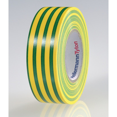 HellermannTyton HelaTape Flex Green, Yellow Electrical Tape, 19mm x 20m